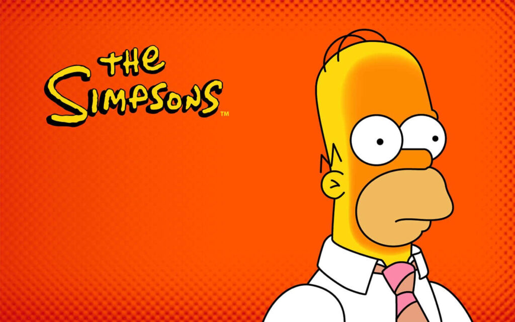 Homer Simpson Wallpaper: Iconic Animated Series on Vibrant Orange