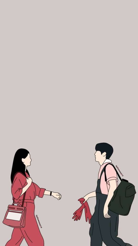 Minimalist Hometown Cha Cha Cha wallpaper with Yoon Hye-jin and Hong Du-sik vector art