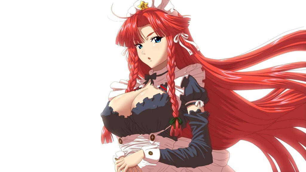 Hong Meiling Touhou Project anime wallpaper with flowing red hair and detailed maid outfit