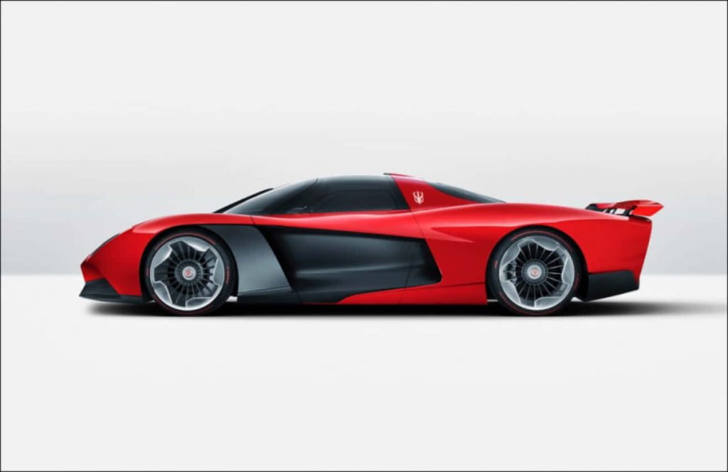 Hongqi S9 hybrid hypercar side profile red black sleek aerodynamic design white background wallpaper