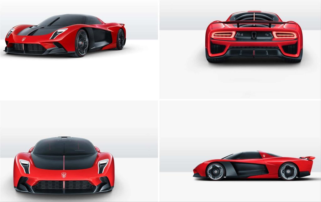 Hongqi S9 hypercar in red and black studio render showcasing sleek futuristic design angles Wallpaper