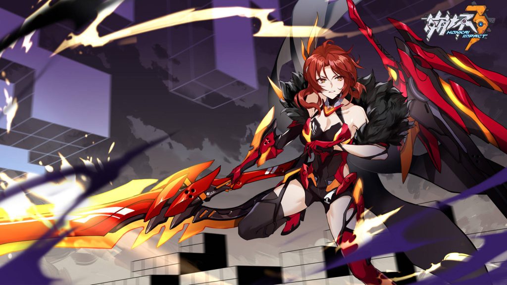 Honkai Impact 3rd Vermilion Knight Eclipse Murata Himeko red black armor anime wallpaper
