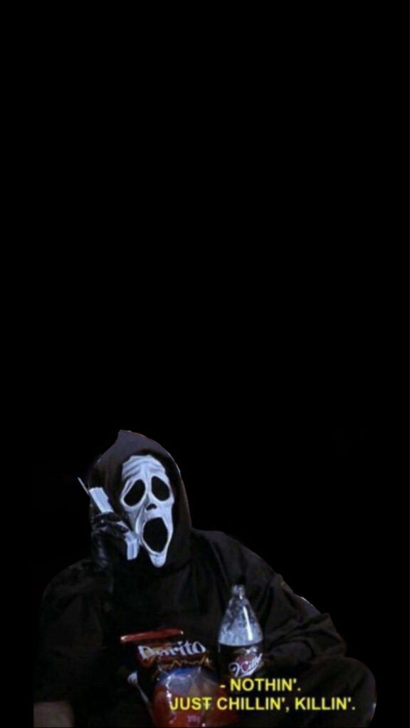 Chilling Ghost Face: Dark Minimalist Horror Wallpaper