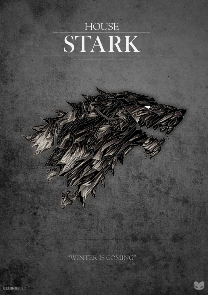House Stark Wallpaper: Textured Direwolf Sigil & 'Winter is Coming'