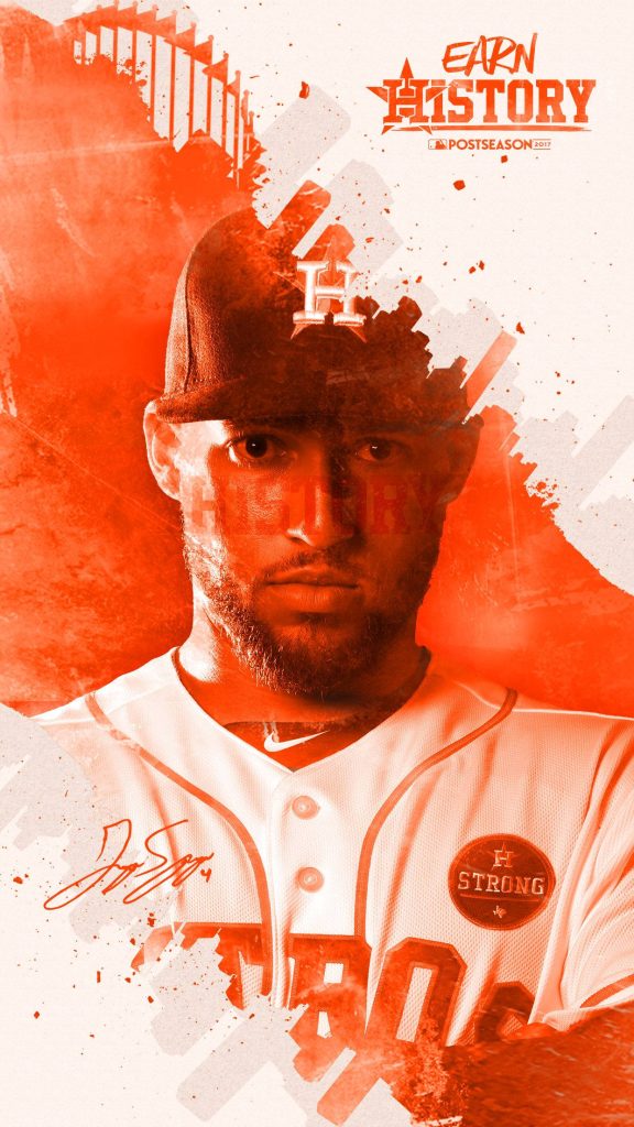 Houston Astros 2017 Postseason Earn History wallpaper with George Springer and H Strong patch