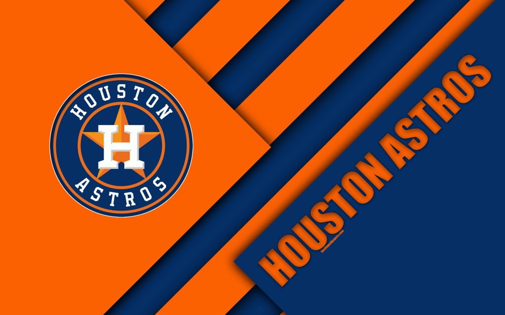 Houston Astros wallpaper with H-star logo and vibrant orange blue geometric background