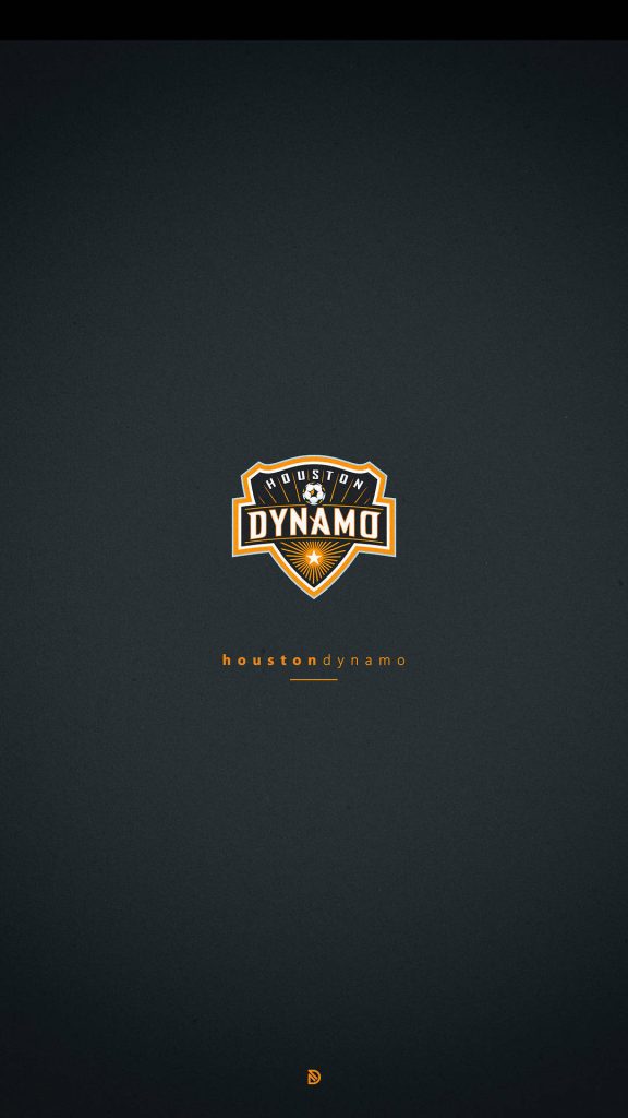 Houston Dynamo FC logo on dark grey background minimalist soccer wallpaper for fans