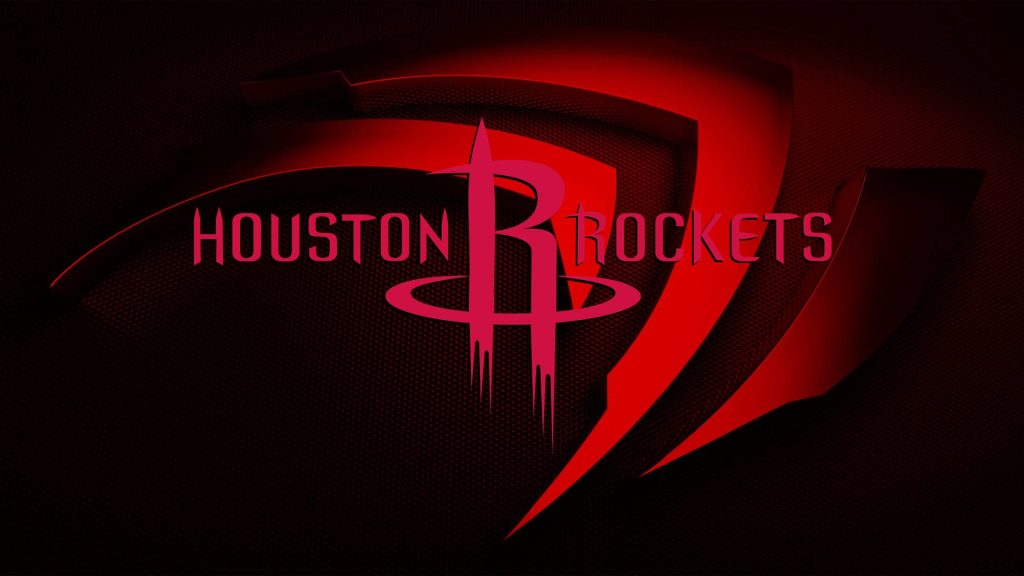 Houston Rockets 3D crimson logo on black textured background NBA wallpaper background