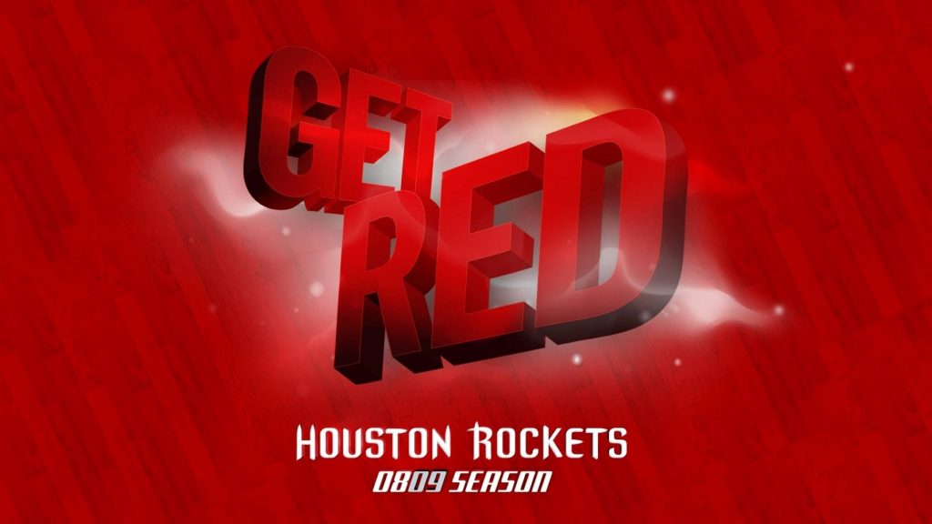 Houston Rockets Get Red 3D typography wallpaper textured red hardwood court 2008-2009 NBA