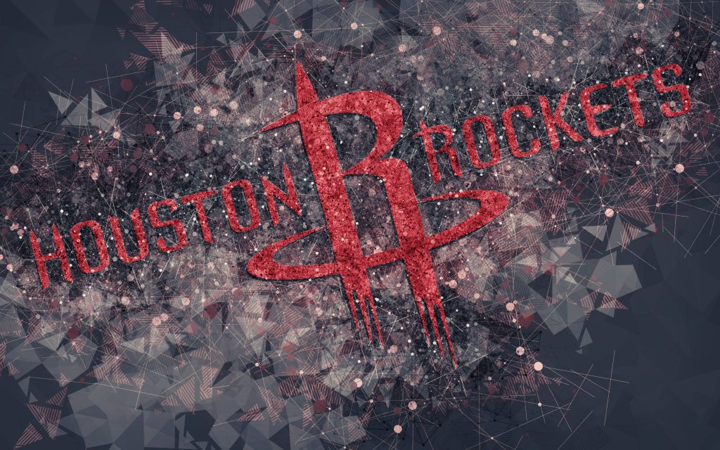 Houston Rockets logo wallpaper red glitter texture dark gray geometric NBA fan background