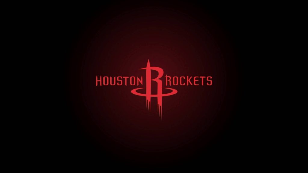 Minimalist Houston Rockets logo wallpaper with bold red on deep black background for NBA fans