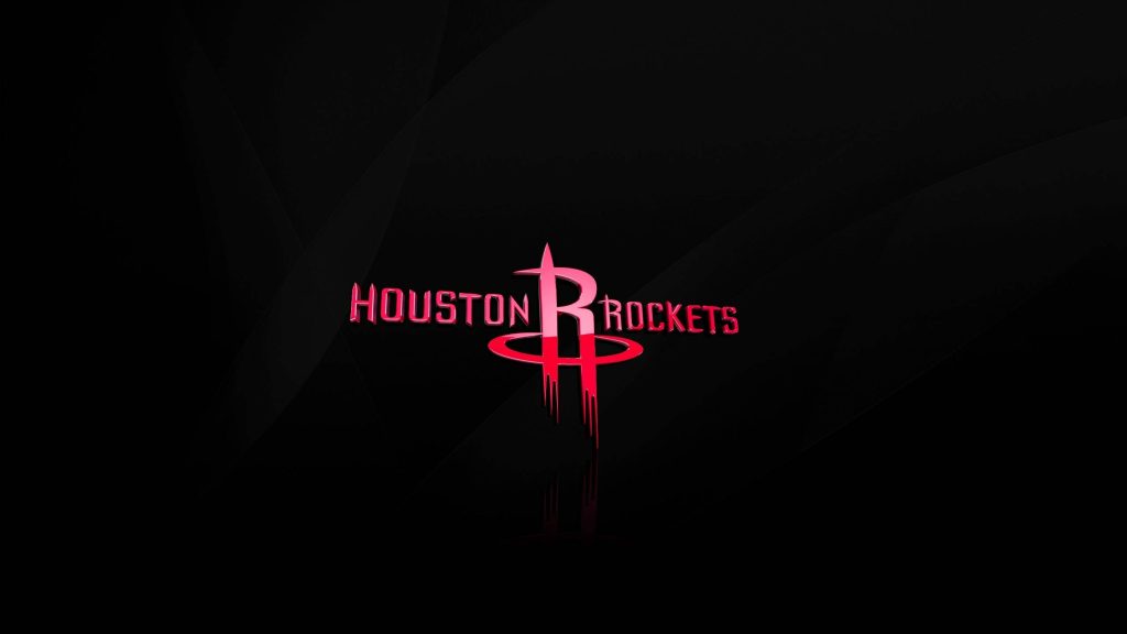 Houston Rockets logo centered on black background with subtle abstract geometric design wallpaper