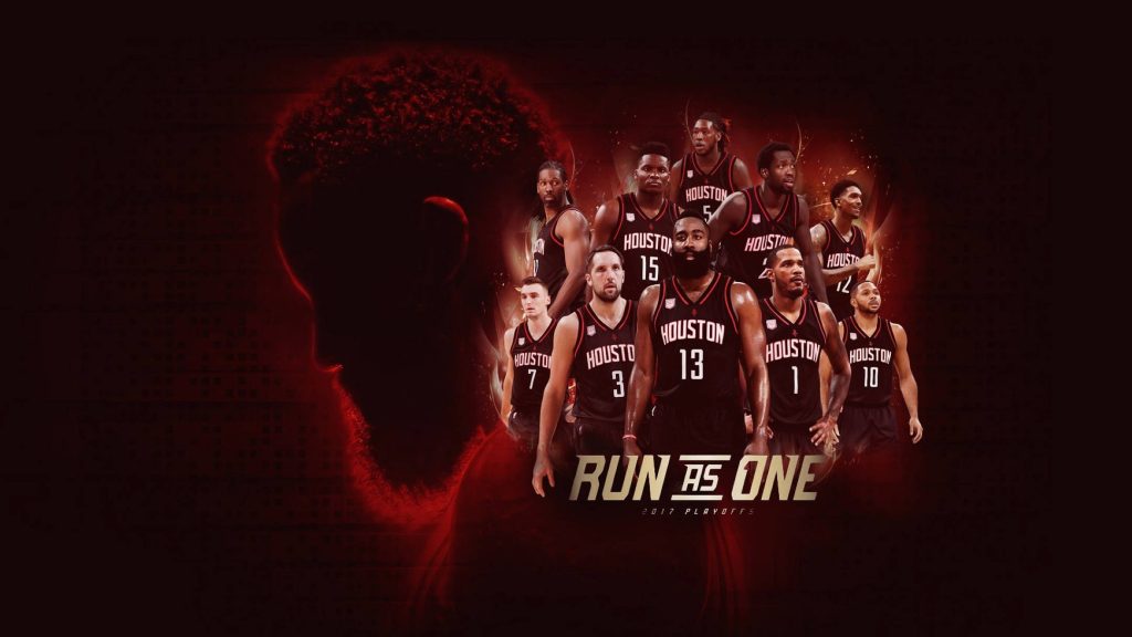 Houston Rockets 2017 Playoffs wallpaper with James Harden Run As One high contrast design