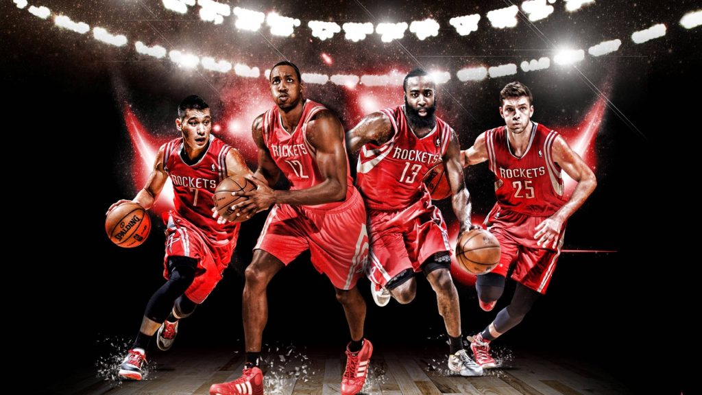 Houston Rockets wallpaper with Jeremy Lin Dwight Howard James Harden Chandler Parsons in action