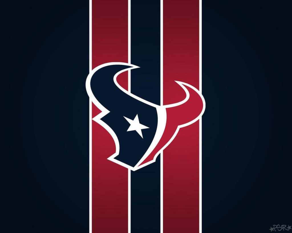 Houston Texans bold bull logo on navy and red vertical stripes game day wallpaper background
