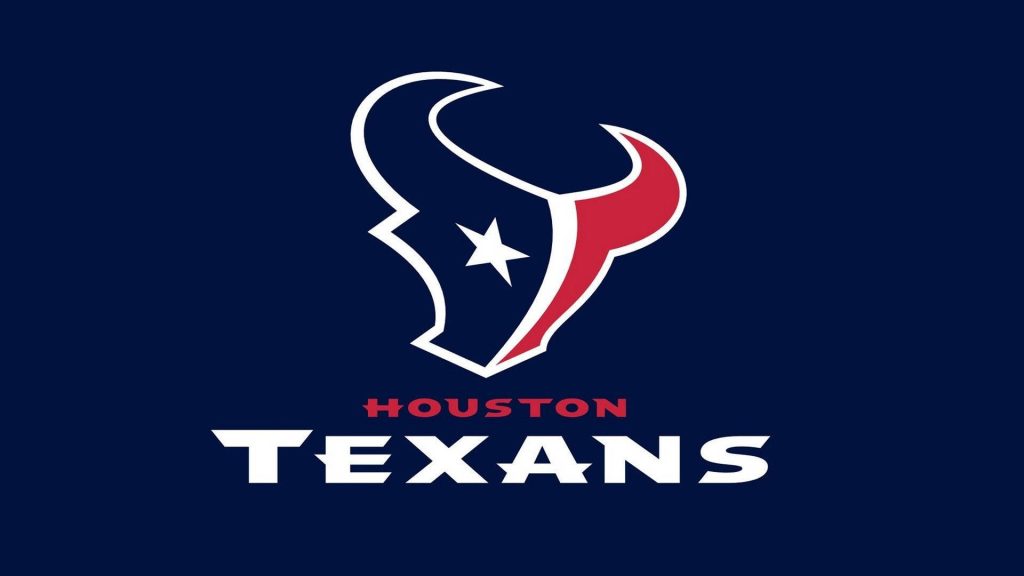 Houston Texans wallpaper with bold stylized bull head logo in navy blue red and white minimalist design