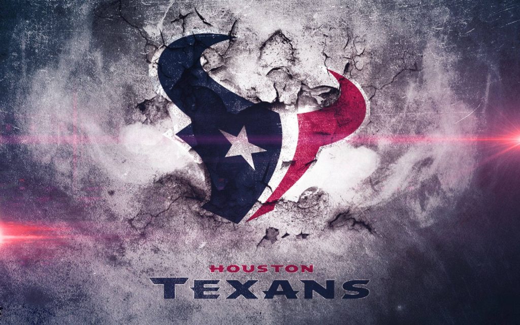 Houston Texans wallpaper with bull head logo on cracked concrete and red lens flares background