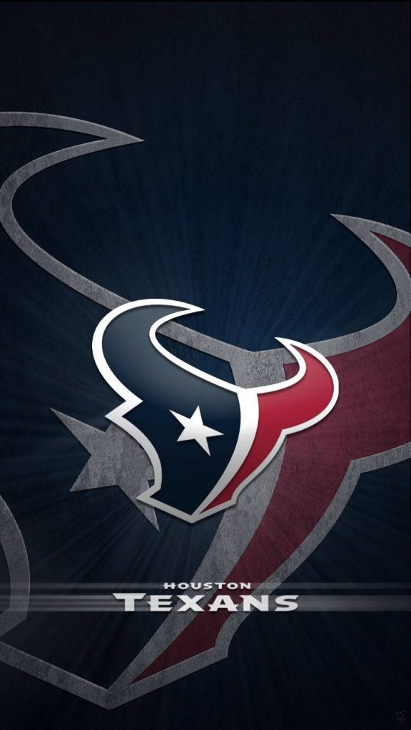 Houston Texans wallpaper with navy red bull logo and official team wordmark on dark blue background