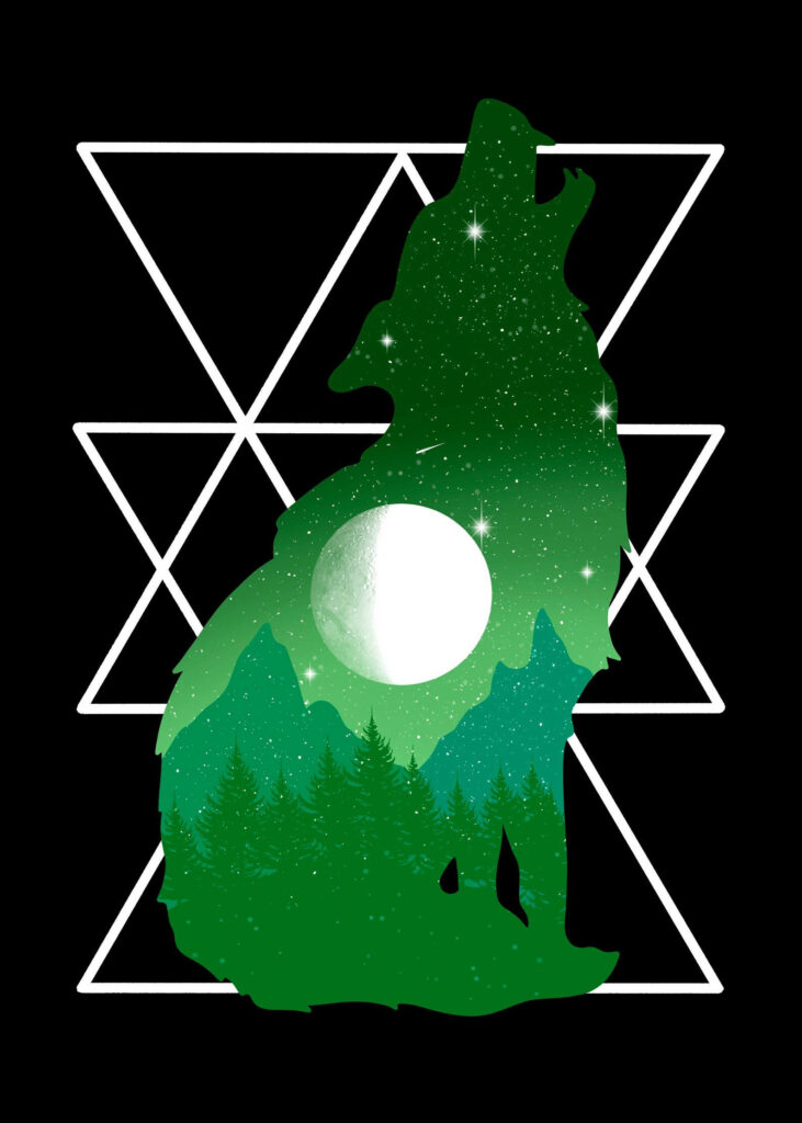 Howling Wolf Galaxy Wallpaper: Sparkling Stars & Mountain Peaks