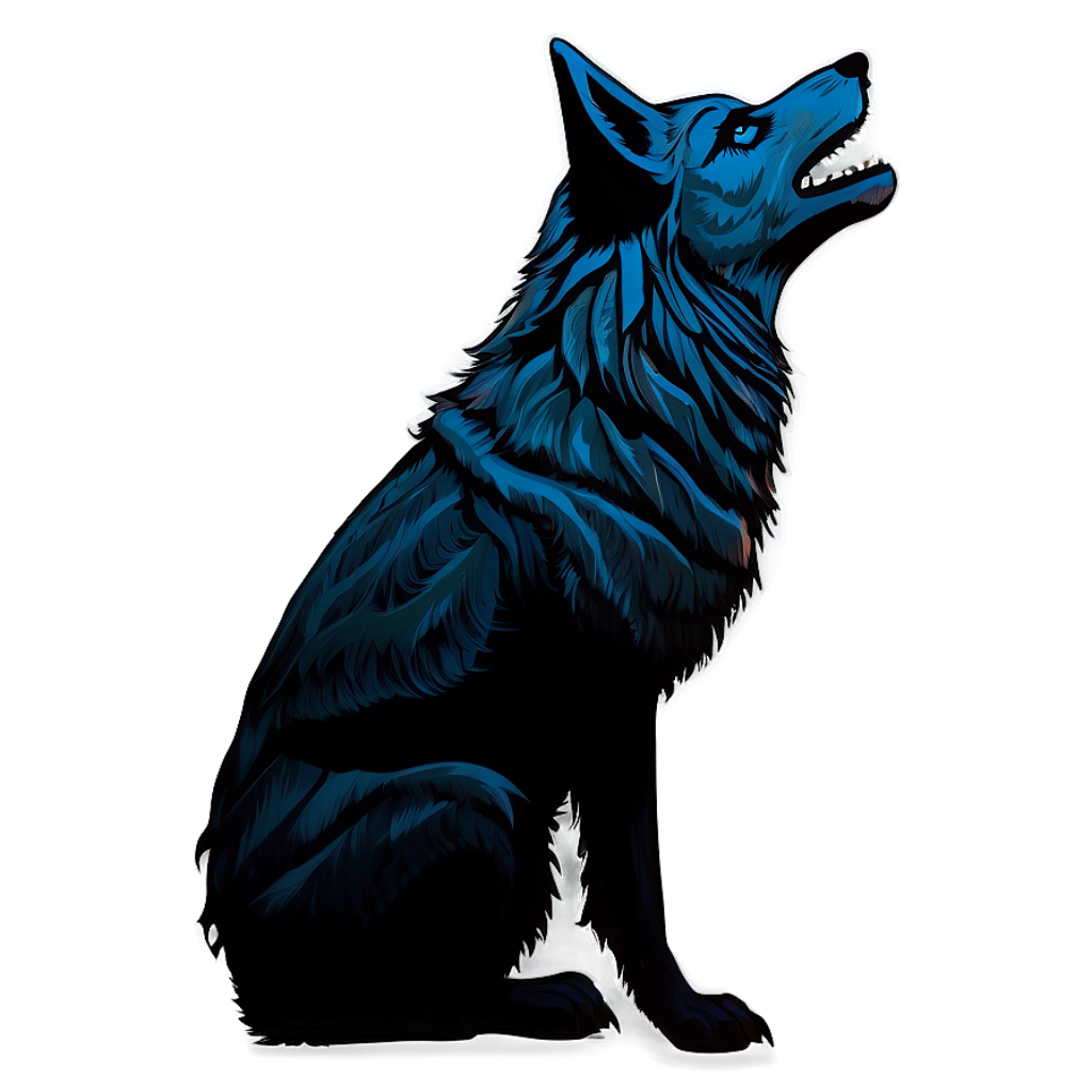 Howling Wolf Silhouette Wallpaper with Glowing Outline on Dark Background