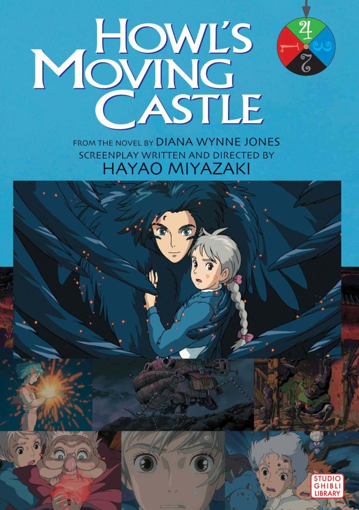 Howls Moving Castle poster art Howl in dark wings embracing Sophie iconic anime scenes wallpaper