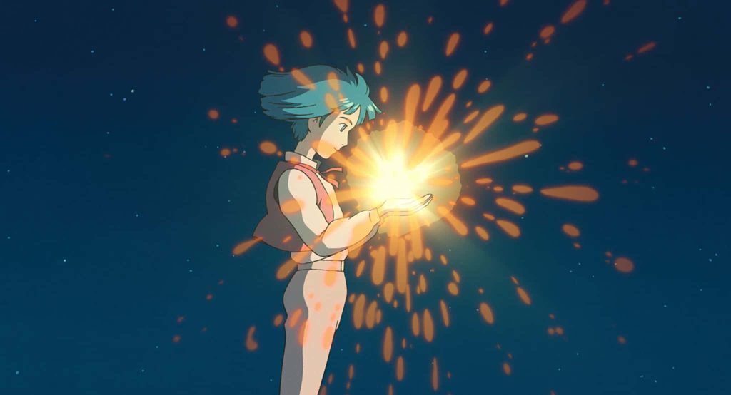Howl from Howl’s Moving Castle holding glowing star fragment against starry night wallpaper