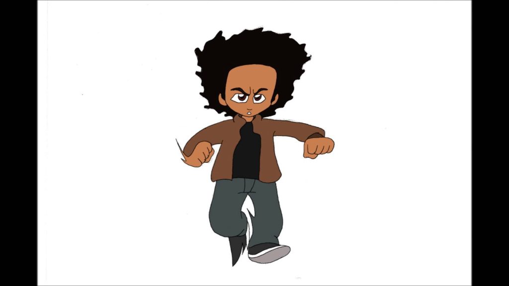 Huey Freeman digital illustration with afro brown jacket intense expression Boondocks wallpaper