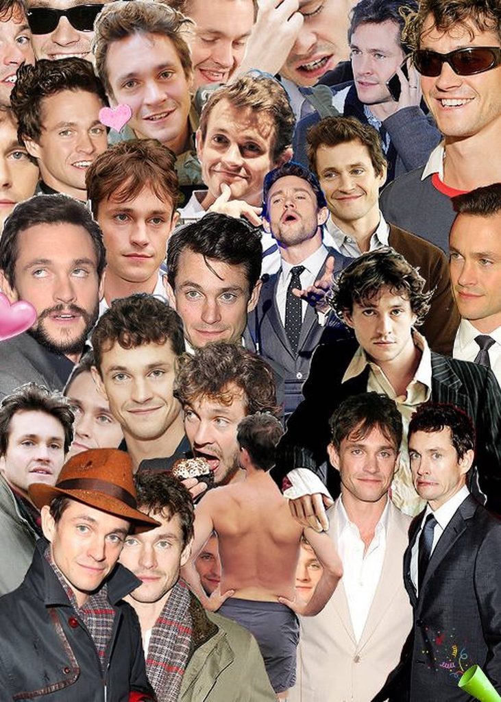 Hugh Dancy digital collage wallpaper featuring candid portraits and stylish professional shots