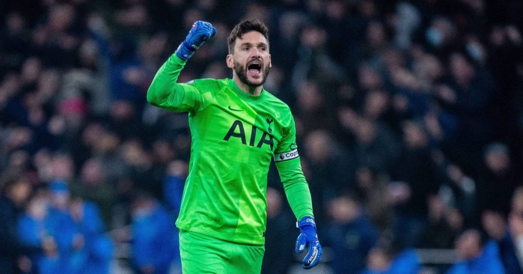 Hugo Lloris celebrating passionately in green Tottenham kit with blue gloves football wallpaper