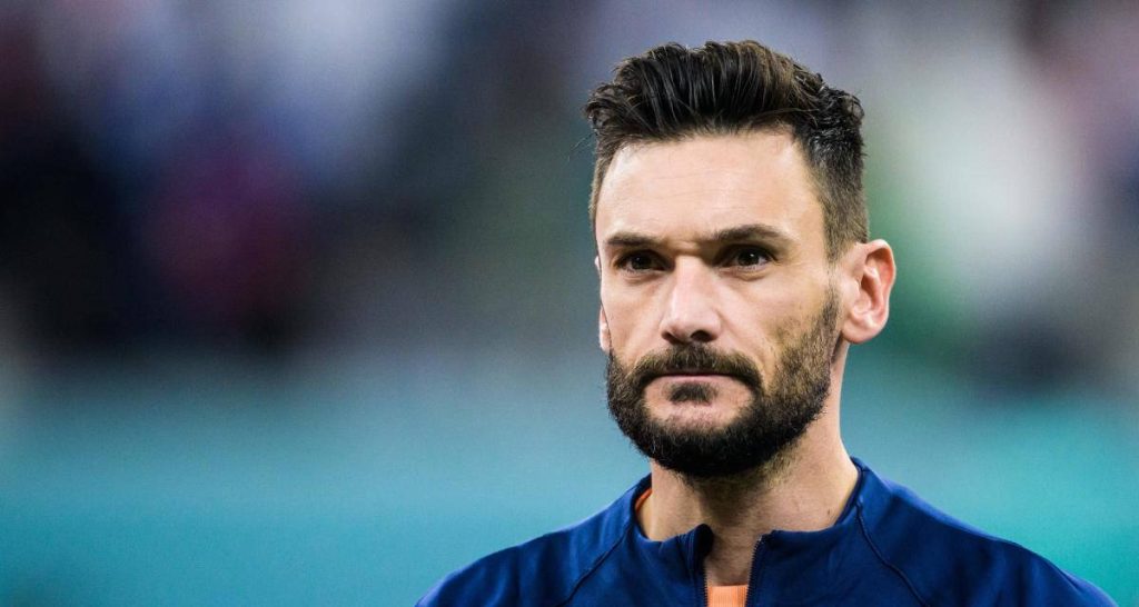 High-definition portrait of French goalkeeper Hugo Lloris focused in blue athletic top for soccer fans Wallpaper