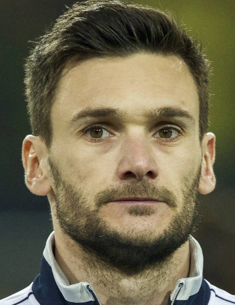 Close-up portrait of French goalkeeper Hugo Lloris focused in stadium background wallpaper