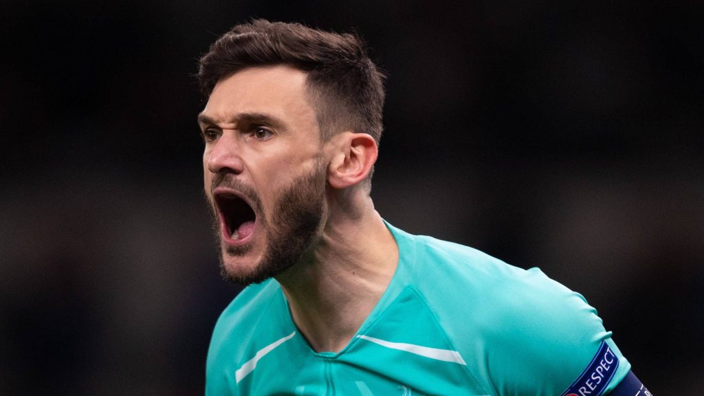 Hugo Lloris intense football goalkeeper teal jersey respect armband passionate scream wallpaper