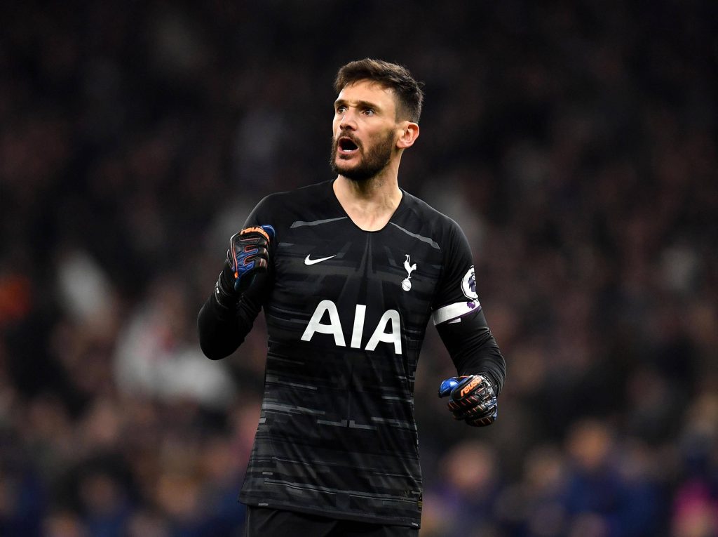 Hugo Lloris intense goalkeeper action shouting in black Nike kit Tottenham wallpaper background