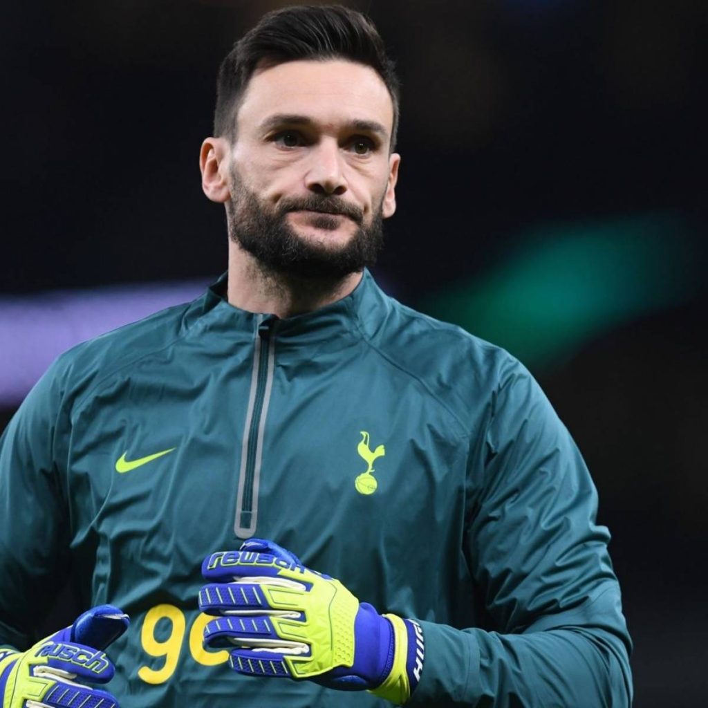 Hugo Lloris Tottenham goalkeeper in dark teal training kit focused ready for match wallpaper