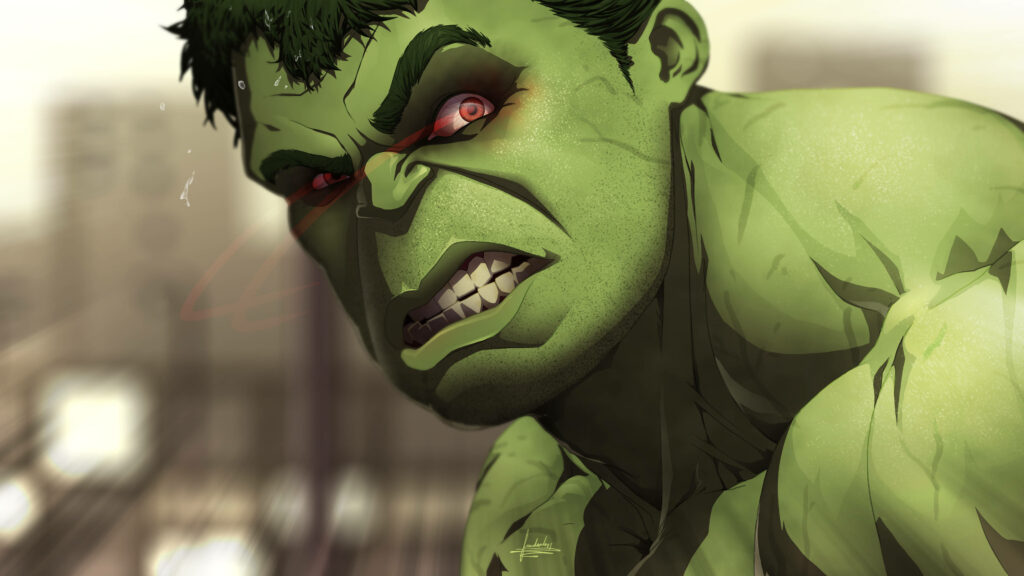 Vibrant Hulk 4K Wallpaper: Intense Artwork with Fierce Detail