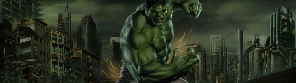 Monstrous Fury Unleashed: The Hulk Rampages through a Desolate Metropolis in Epic Wallpaper