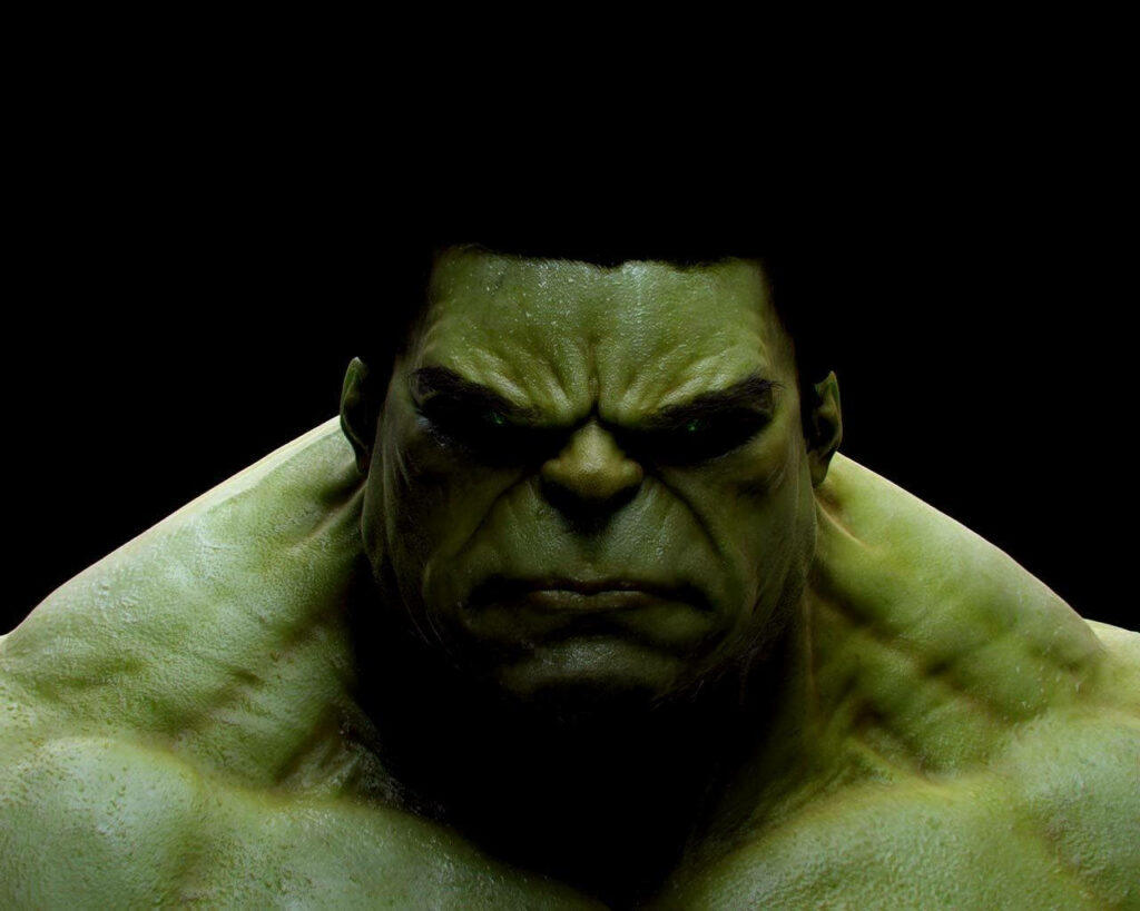 Hulk Wallpaper: Intense Expression on Dark Background