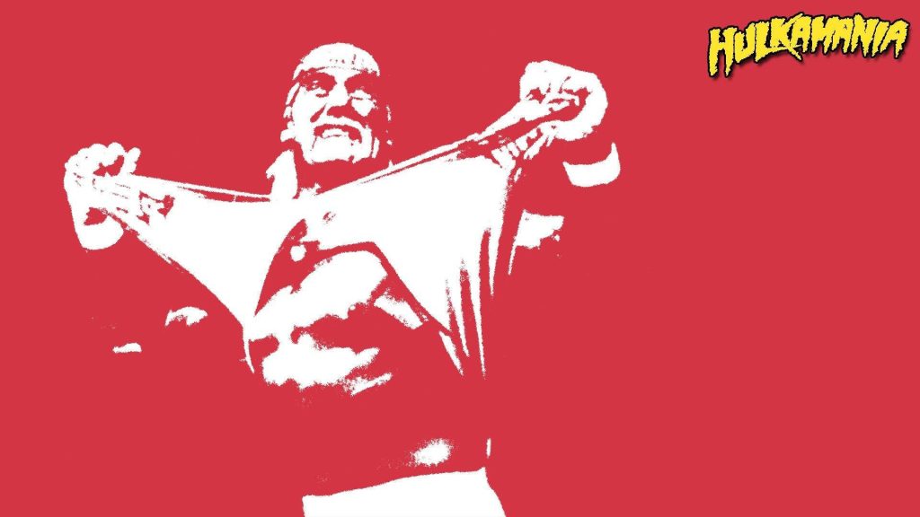Hulk Hogan pop art wallpaper red background bold white stencil wrestling legend energy