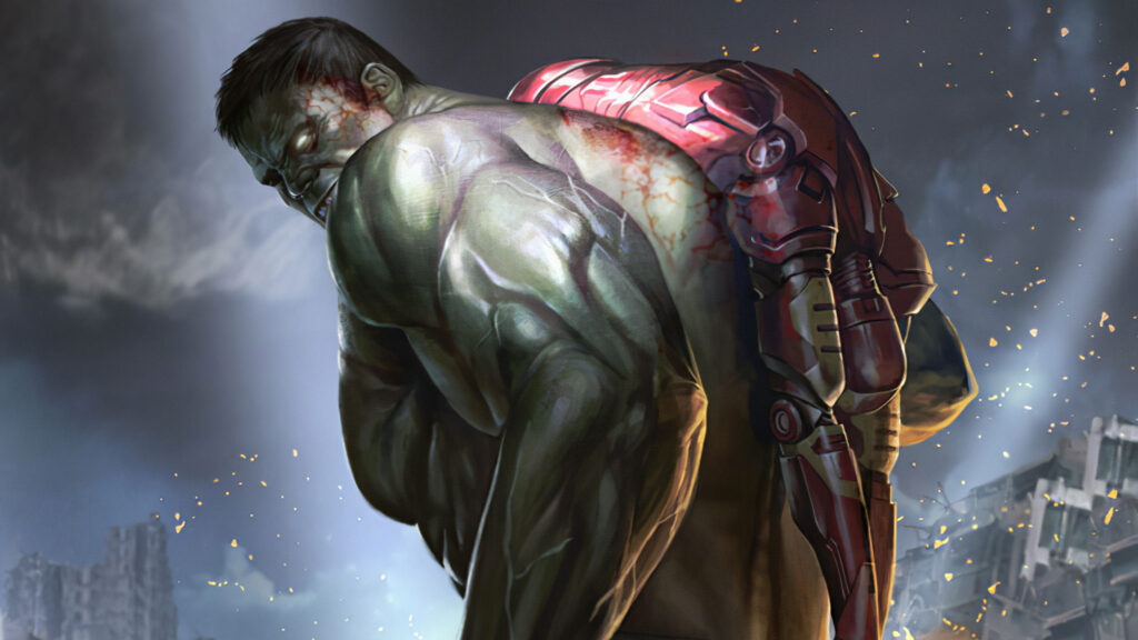 Hulk's Strength: Resilient Hero in Ruined City | 4K Wallpaper