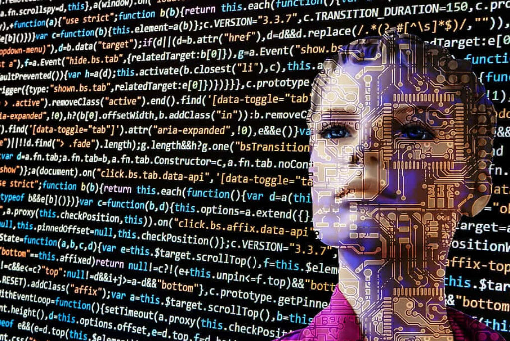 Human Face & Circuit Patterns: Tech Fusion Wallpaper Background