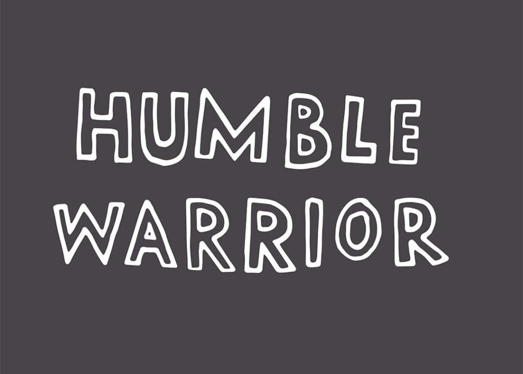 Humble Warrior Wallpaper: Bold White Hand-Drawn Design on Dark Gray