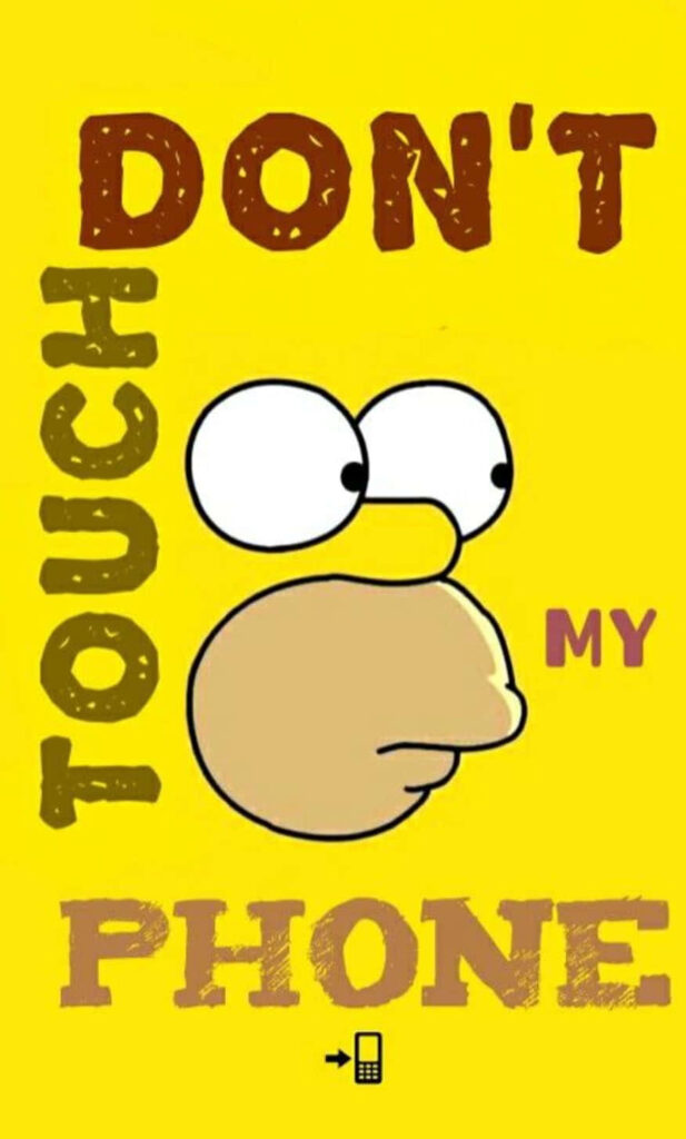 Humorous Bart Simpson Lock Screen Wallpaper: Don't Touch My Phone!