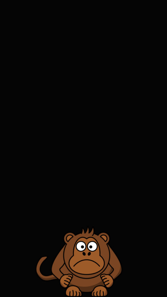 Humorous Cartoon Monkey Wallpaper on Black Background - Minimalist Design