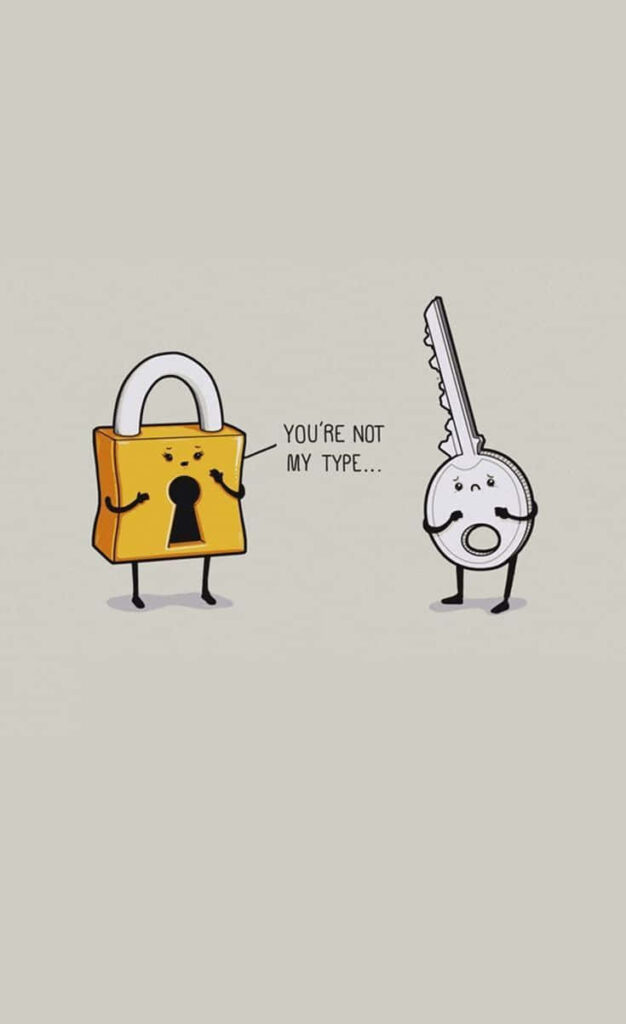 Humorous Cartoon Padlock & Key Wallpaper - Light Minimalist Design