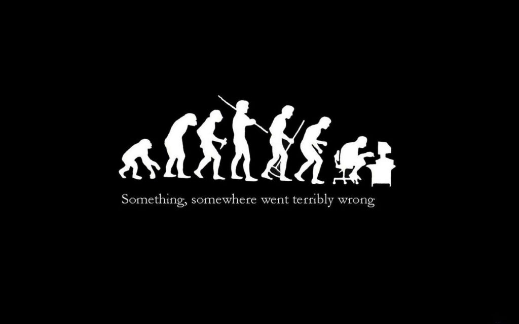 “Evolution of Man: From Apes to Screen Addiction - Humorous Wallpaper”