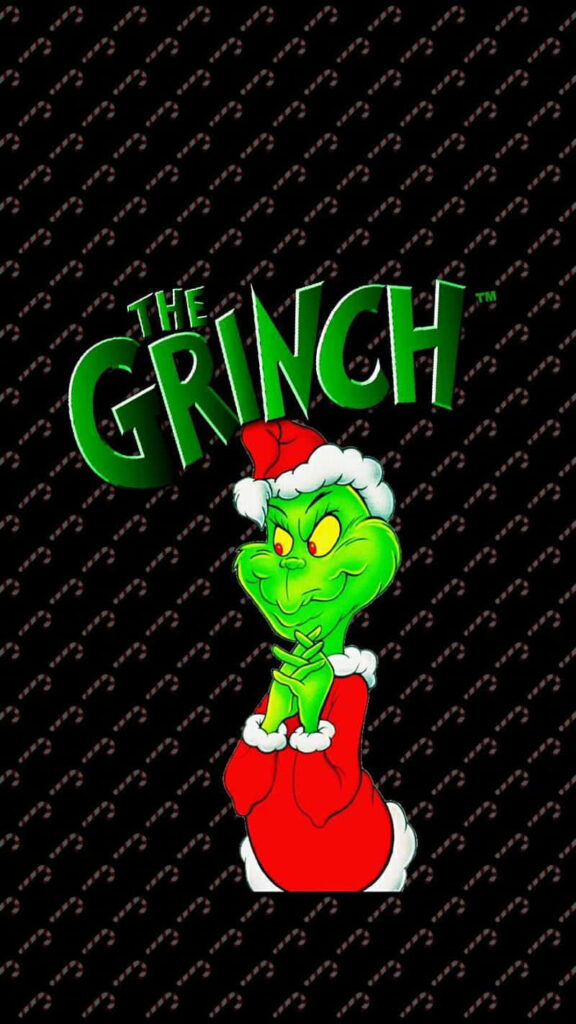 Playful Grinch Christmas Wallpaper for iPhone - Festive Black Background