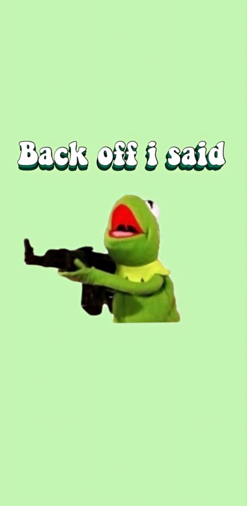 Edgy Kermit Meme Wallpaper: Back Off! Minimalist Mint Background