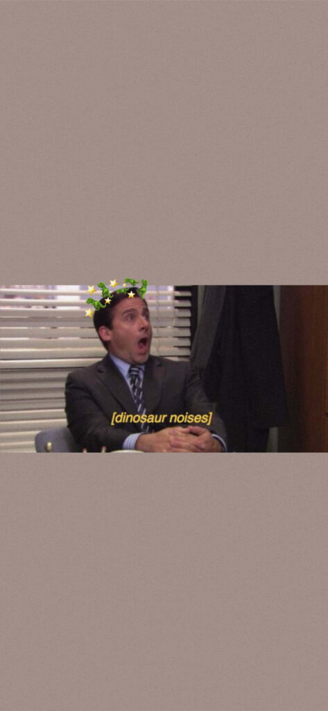 Funny Michael Scott Wallpaper: Crown of Flowers & Dinosaur Noises