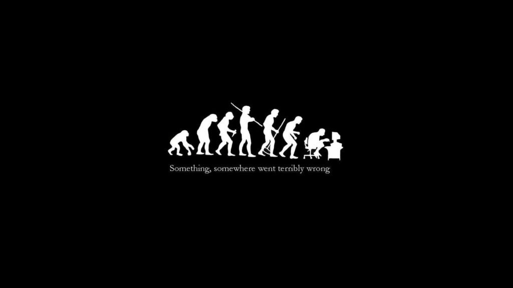 Minimalist Black Wallpaper: Evolution of Man Meets Tech Gone Wrong