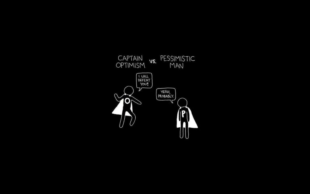 Humorous Stick Figure Superheroes Wallpaper: Captain Optimism vs. Pessimistic Man